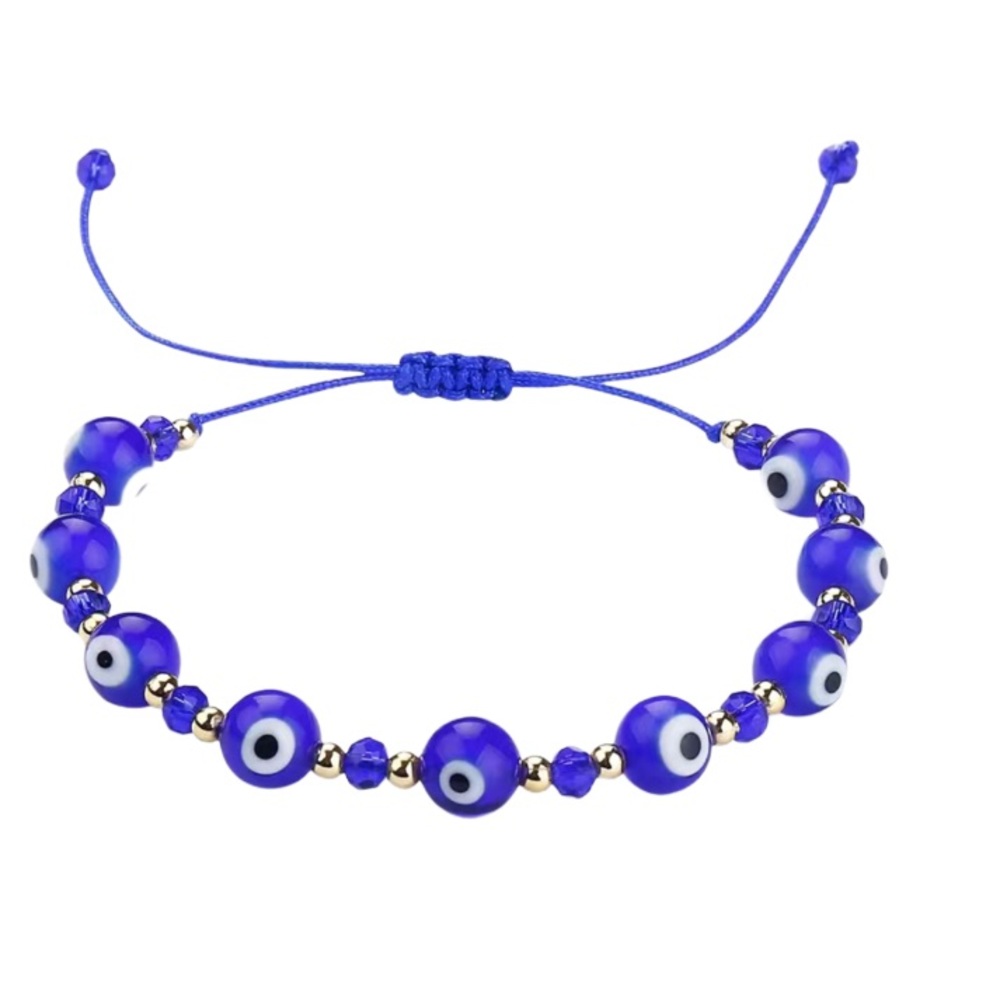 Evil Eyes Decor Beaded Bracelet 6” x 11” Adjustable Nwt